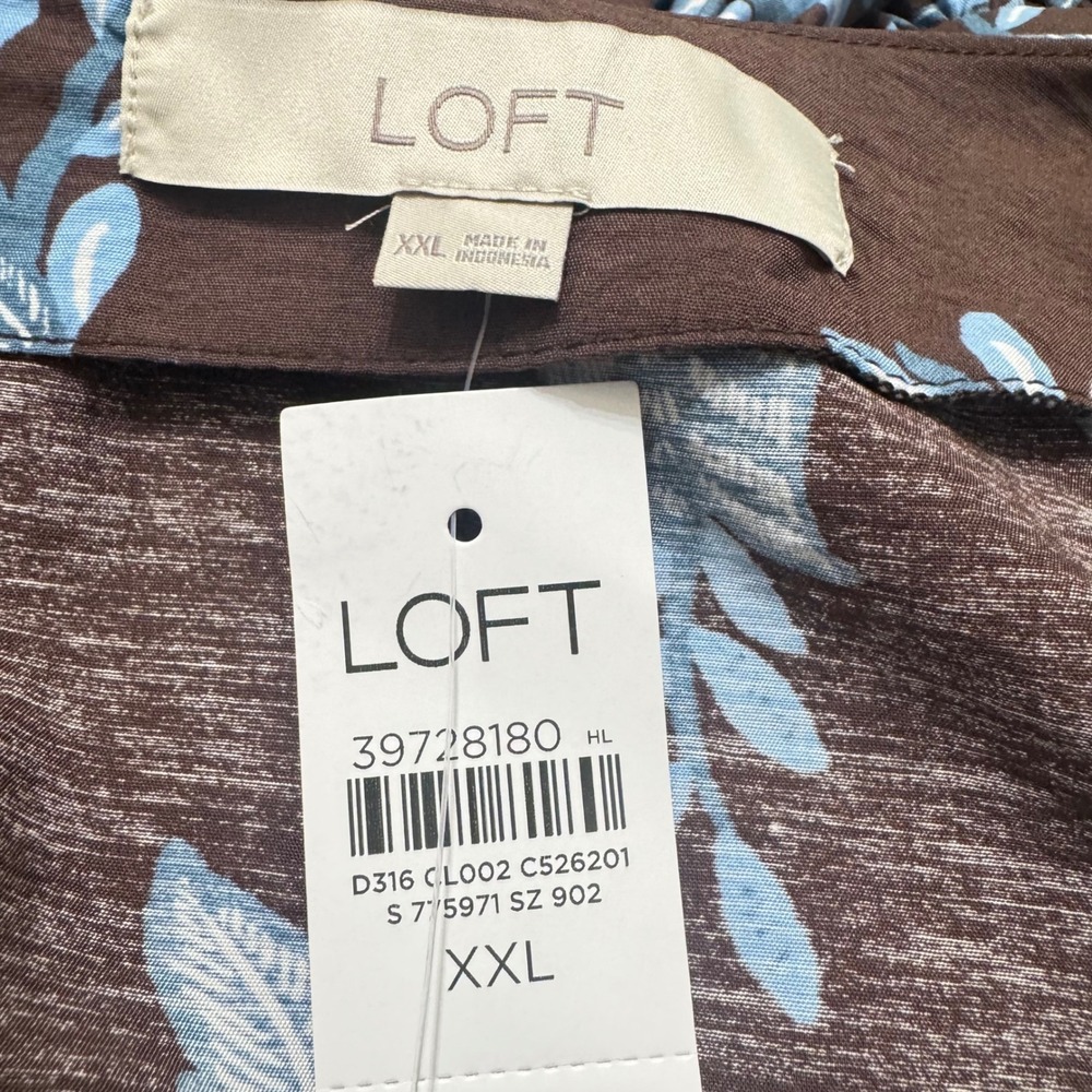 LOFT Garland Pleated Mini Flounce Dress Womens XXL Brown Floral NWT 39728180 - Picture 6 of 9